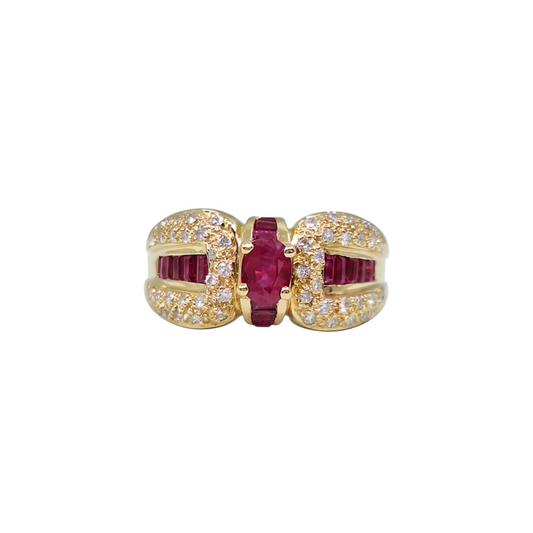 18ct Yellow Gold Ruby & Diamond Ring