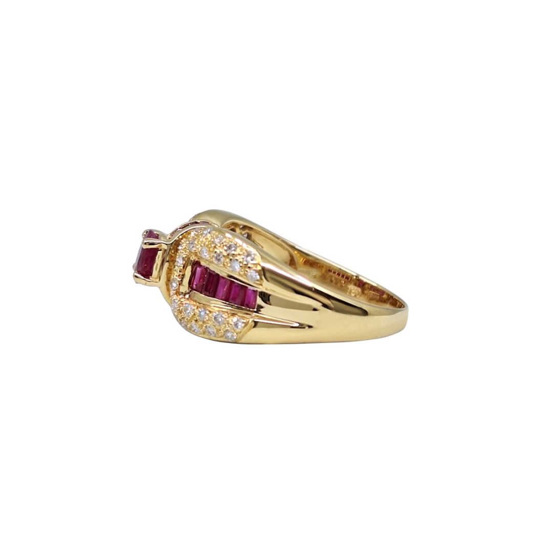 18ct Yellow Gold Ruby & Diamond Ring