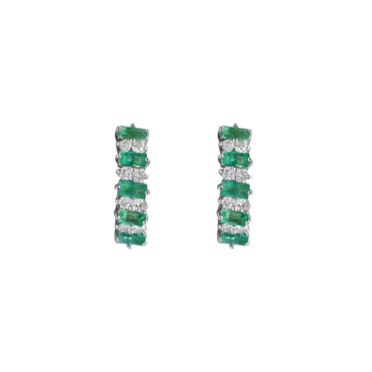 18ct Yellow Gold Emerald & Diamond Drop Earrings
