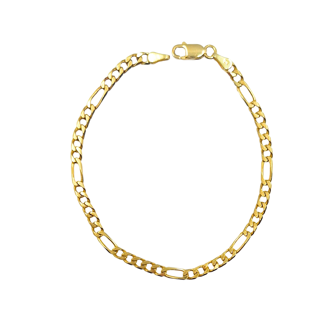 9ct Yellow Gold Figaro Bracelet 7"