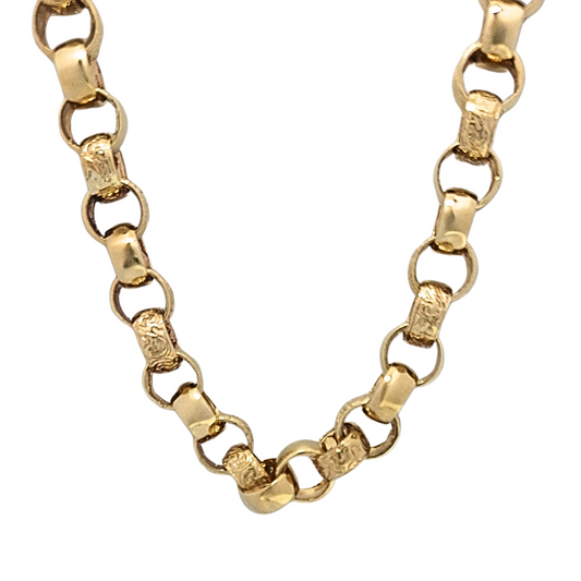 9ct Yellow Gold Engraved Belcher Chain 24"