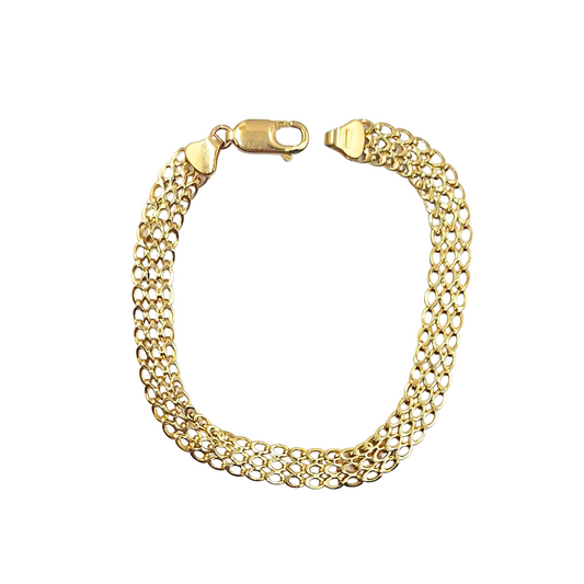9ct Yellow Gold Triple Row Bracelet 7.25"