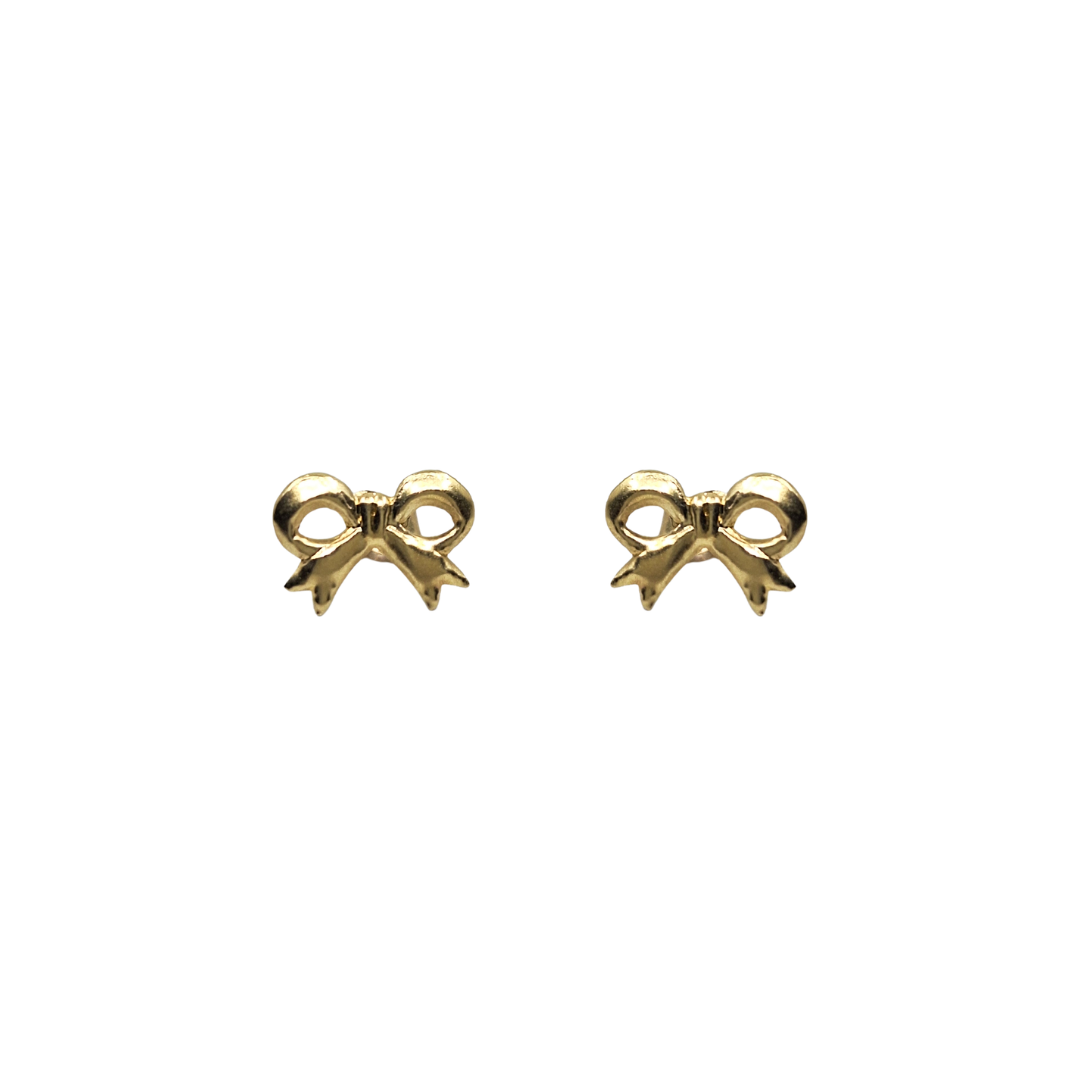 9ct Yellow Gold Bow Stud Earrings