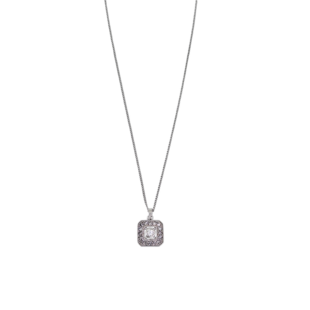 18ct White Gold Art Deco Diamond Pendant