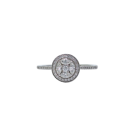 18ct White Gold Diamond Halo Cluster Ring 0.43ct