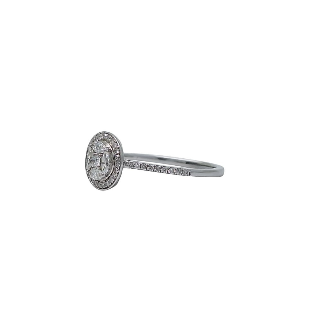 18ct White Gold Diamond Halo Cluster Ring 0.43ct