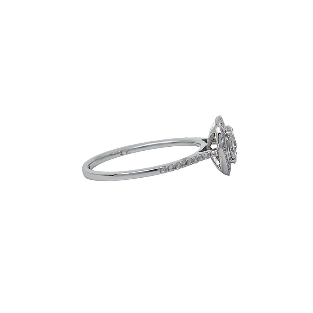 18ct White Gold Diamond Halo Cluster Ring 0.43ct
