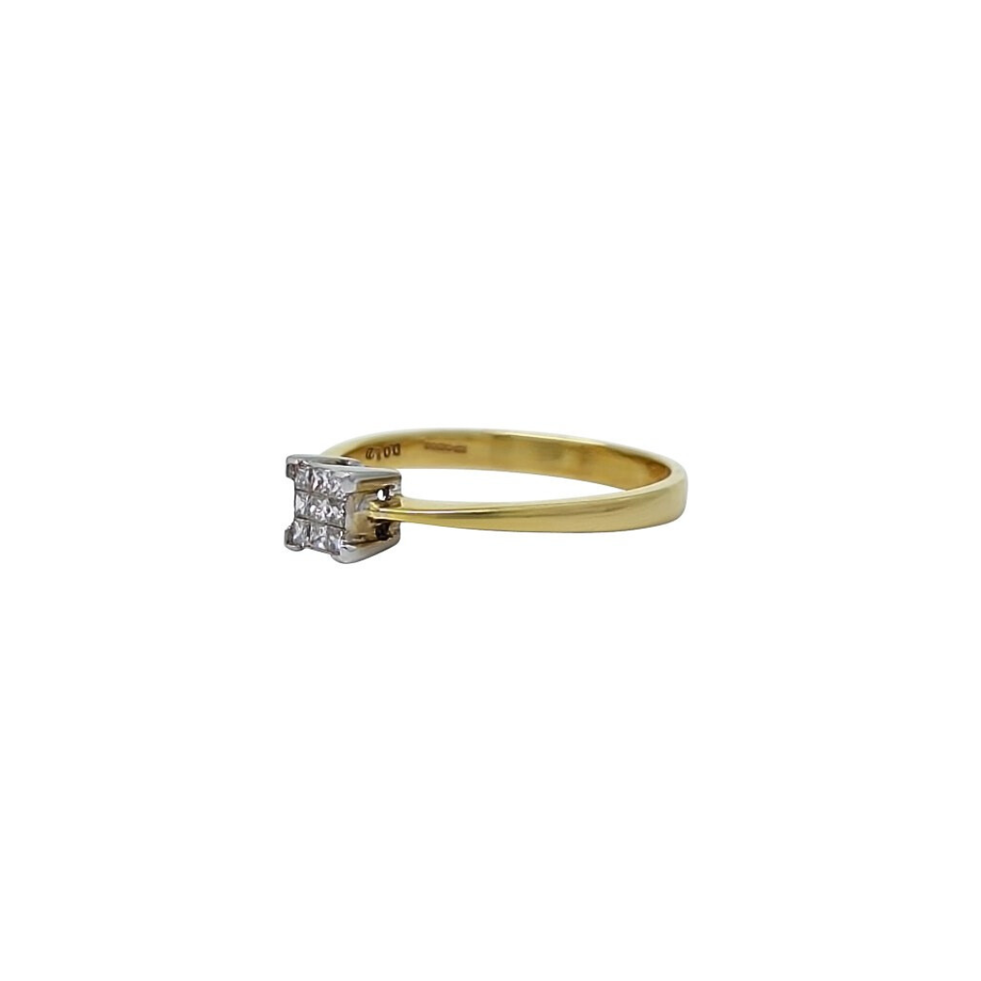 18ct Yellow Gold Tile Set Diamond Ring 0.12ct
