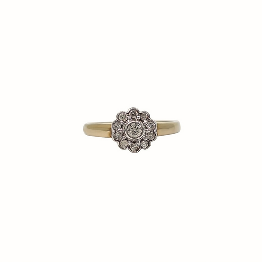 9ct Yellow Gold Diamond Cluster Ring 0.31ct