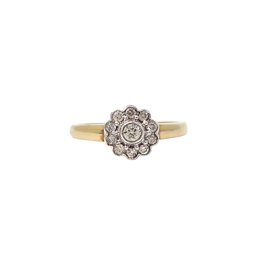 9ct Yellow Gold Diamond Cluster Ring 0.31ct