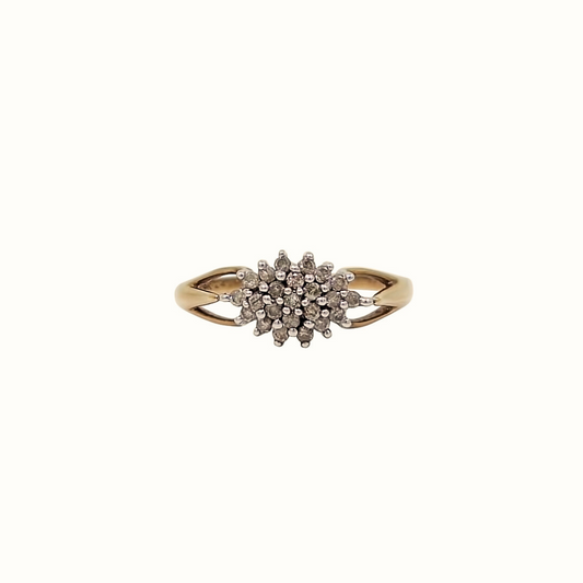 9ct Yellow Gold Diamond Cluster Ring 0.25ct