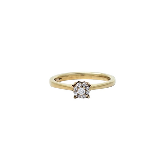 9ct Yellow Gold Illusion Set Diamond Ring 0.08ct