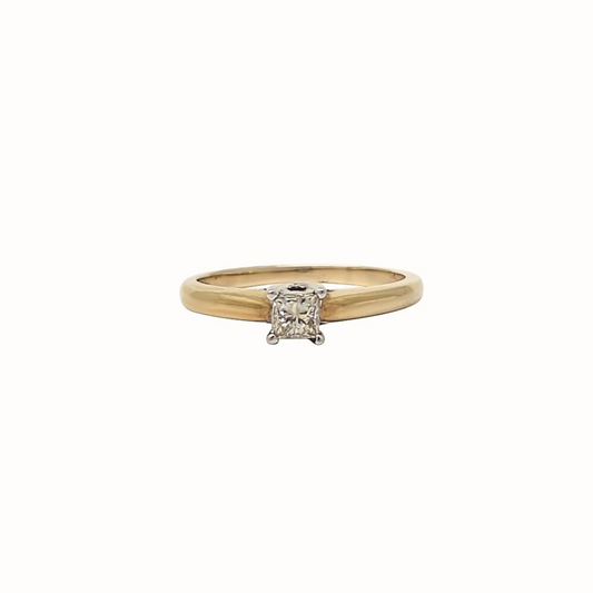 9ct Yellow Gold Princess Cut Diamond Solitaire 0.27ct