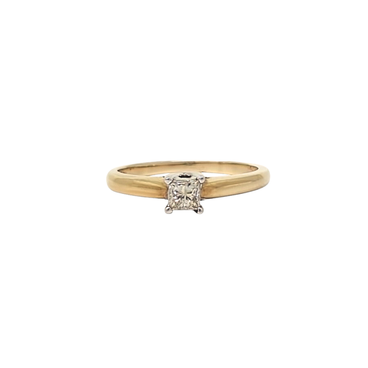 9ct Yellow Gold Princess Cut Diamond Solitaire 0.29ct