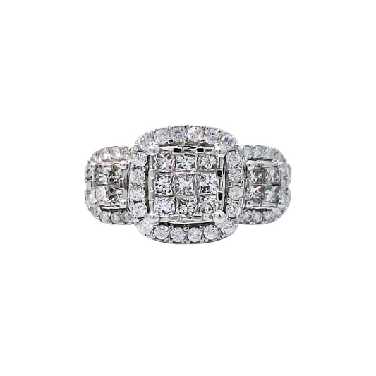 10ct White Gold Diamond Cluster Ring 1.75ct