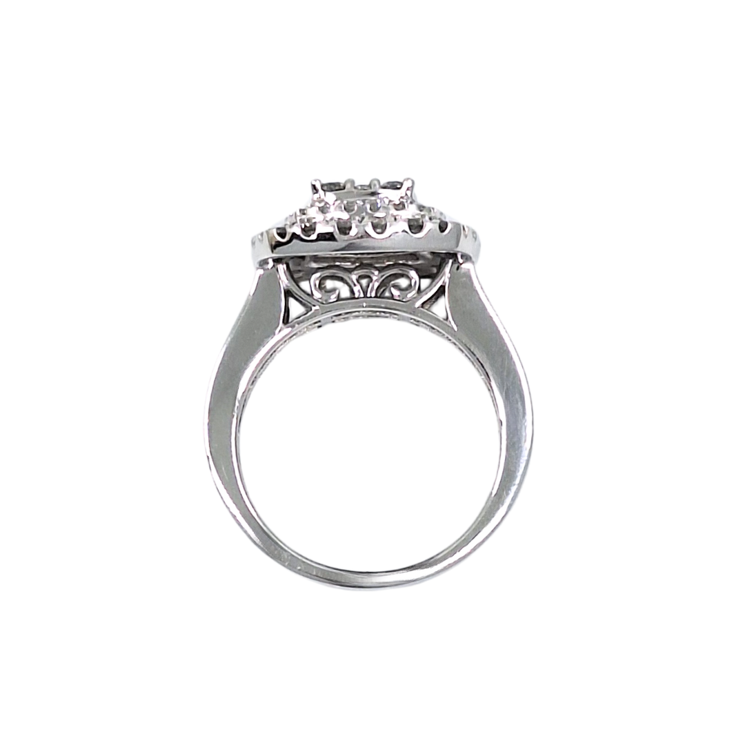 14ct White Gold Diamond Cluster Halo Ring 2ct