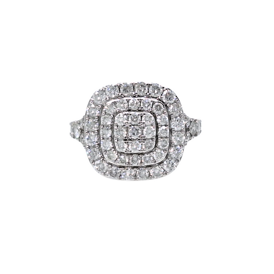 10ct White Gold Diamond Cluster Ring 2ct