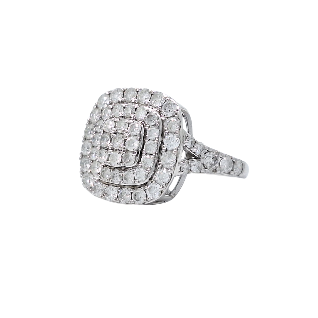 10ct White Gold Diamond Cluster Ring 2ct