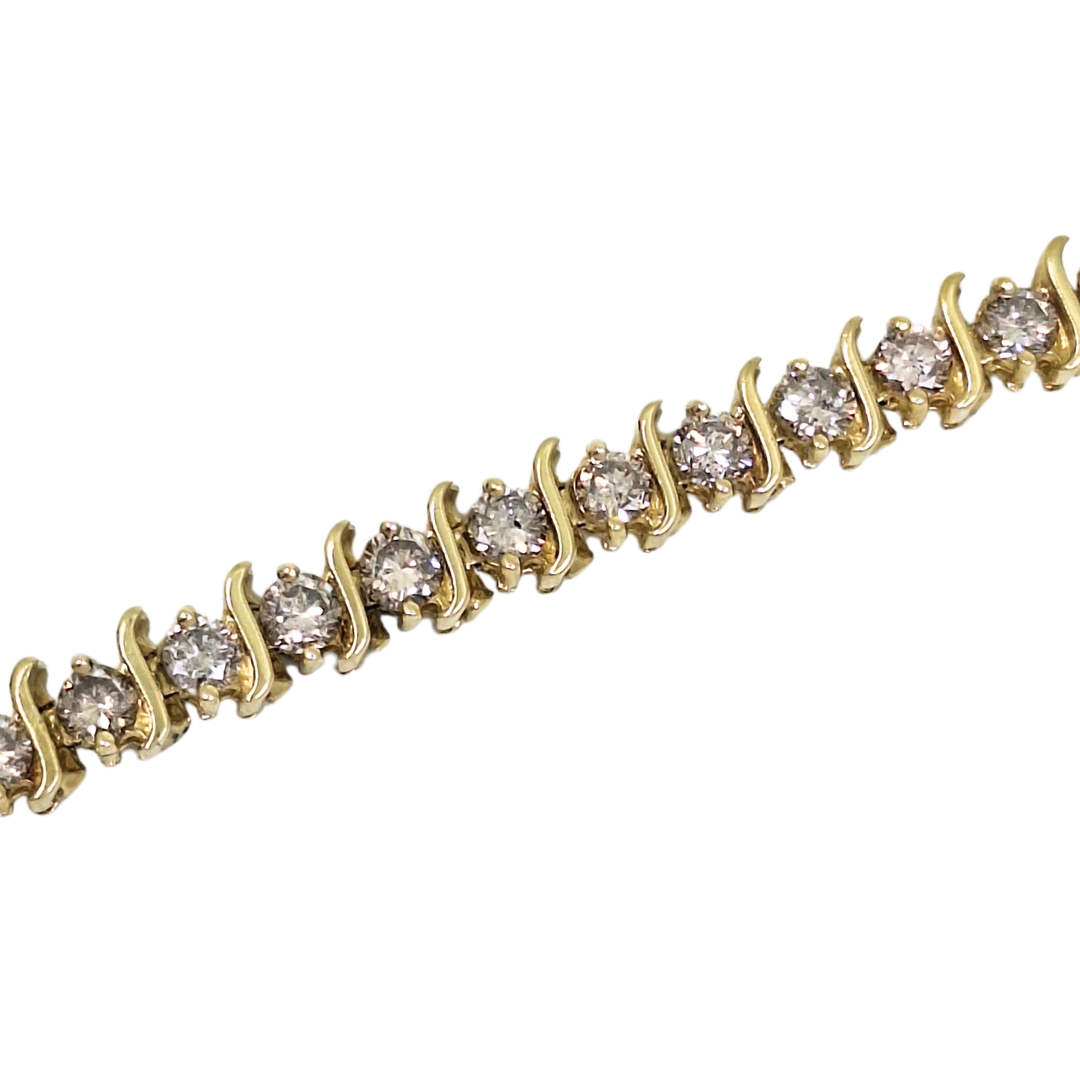 14ct Yellow Gold Diamond Tennis Bracelet 6ct