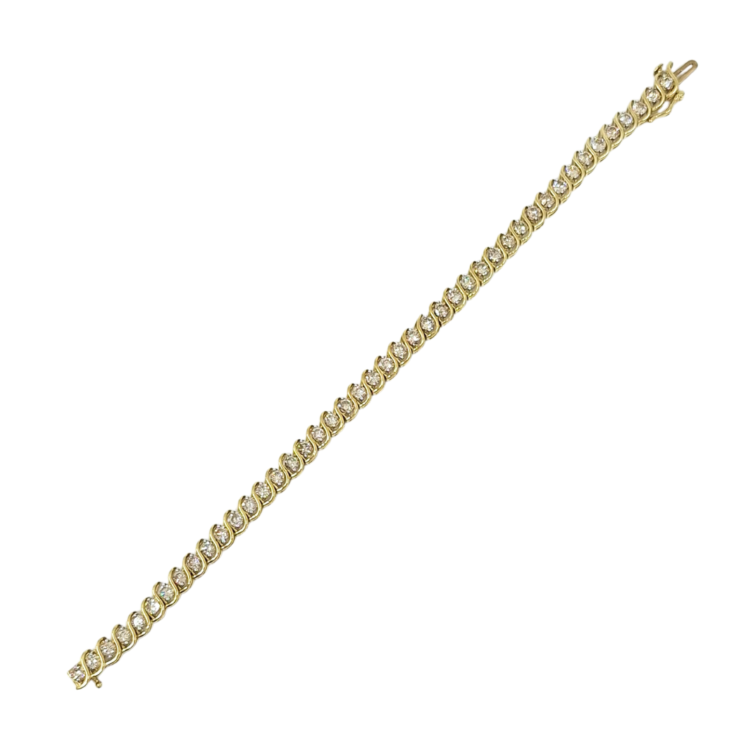 10ct Yellow Gold Diamond Tennis Bracelet 5ct