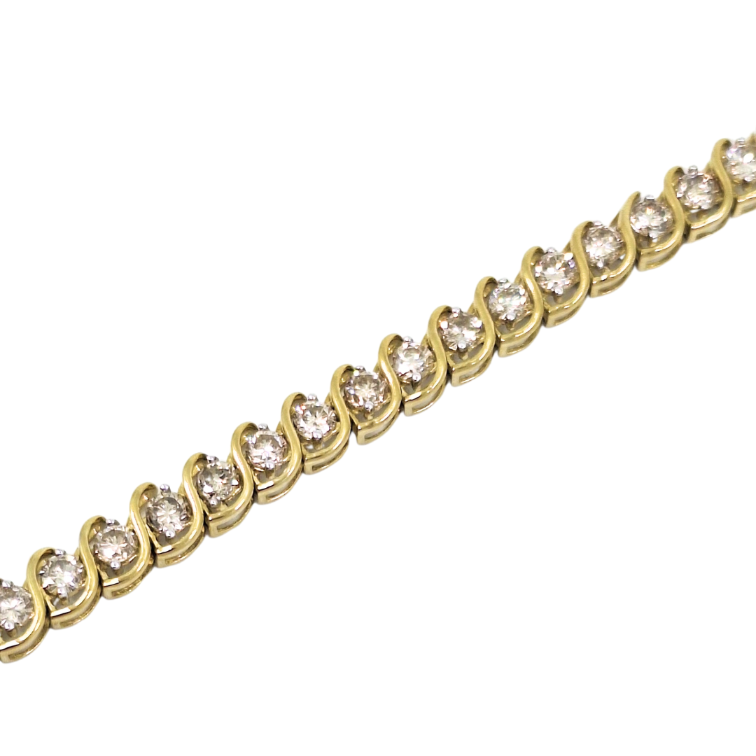 10ct Yellow Gold Diamond Tennis Bracelet 5ct