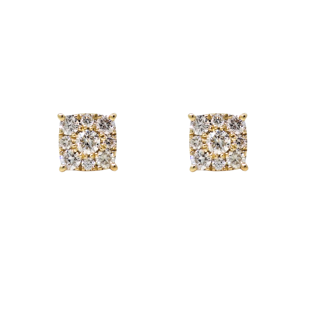 9ct Yellow Gold Diamond Cluster Earring 1.50ct