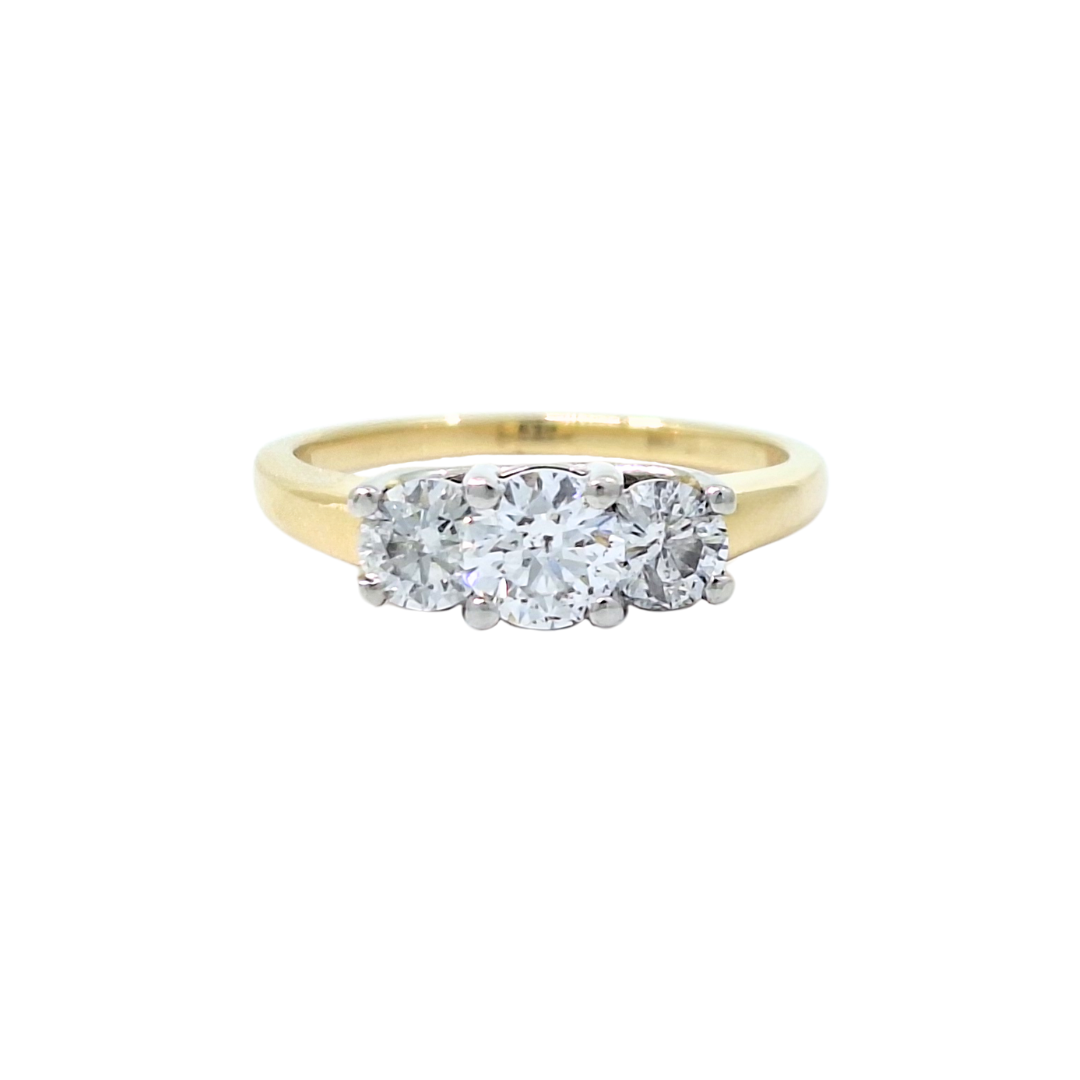 10ct Yellow Gold Three Stone Diamond Ring 1ct