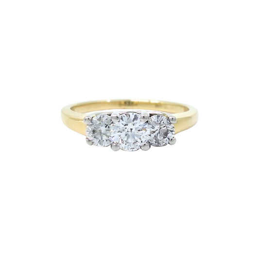10ct Yellow Gold Three Stone Diamond Ring 1ct