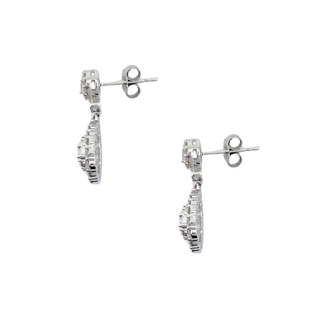 9ct White Gold Diamond Drop Earrings 1ct