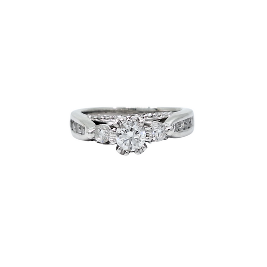14ct White Gold Diamond Three Stone Ring 1ct