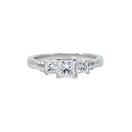 Platinum Three Stone Diamond Princess Cut Ring 1.06ct