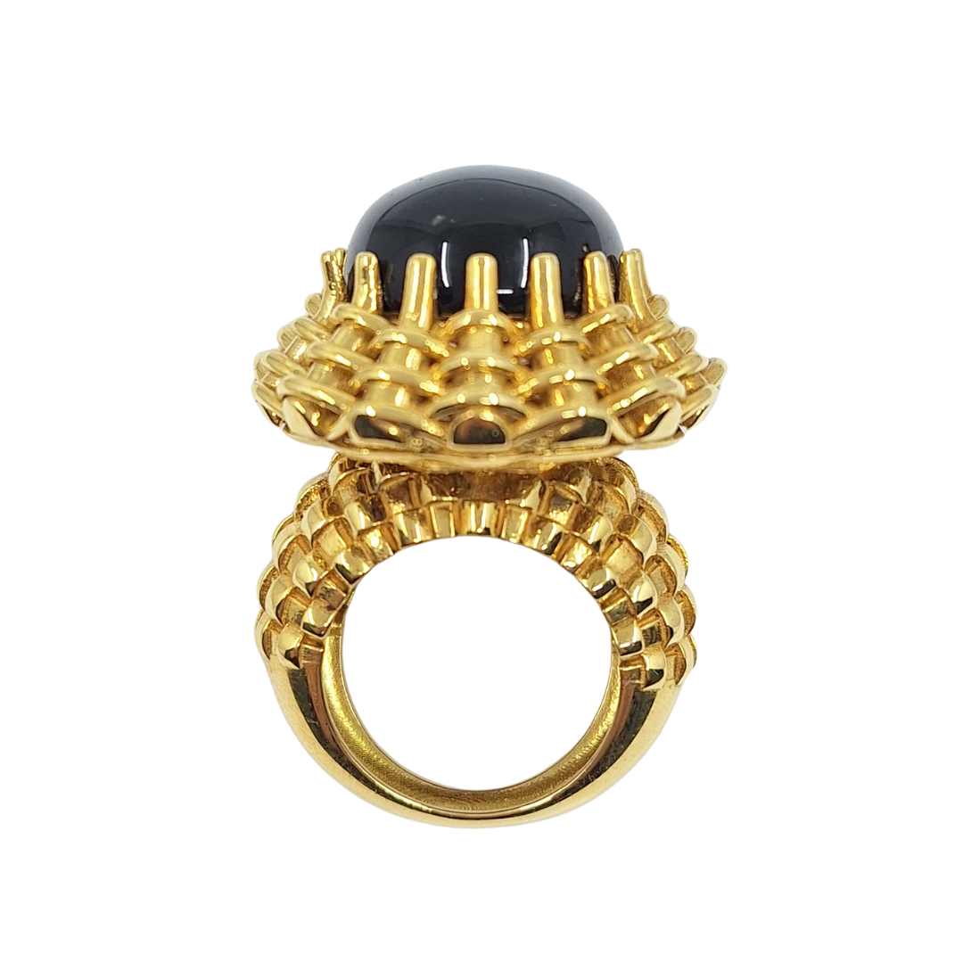 18ct Yellow Gold Black Stone Earrings & Ring Set