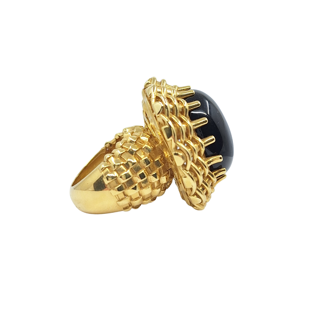 18ct Yellow Gold Black Stone Earrings & Ring Set