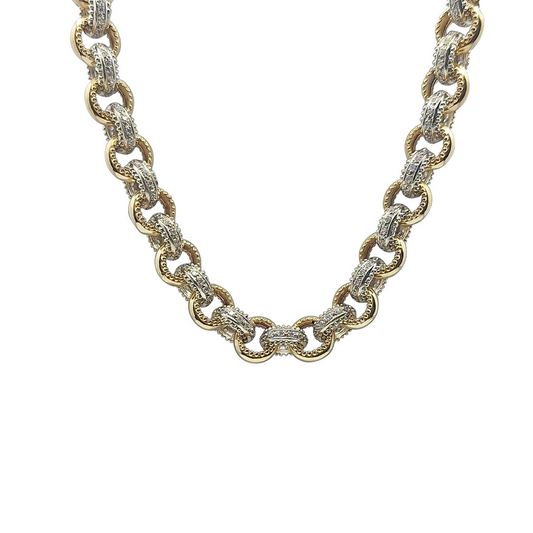 9ct Bi Colour CZ Belcher Chain 20"