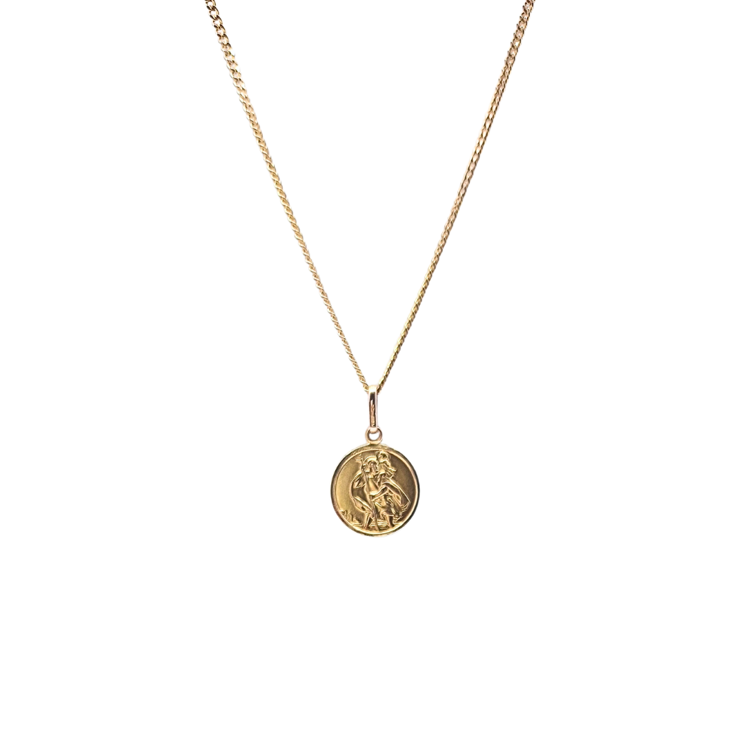 9ct Yellow Gold St Christopher Pendant & Chain