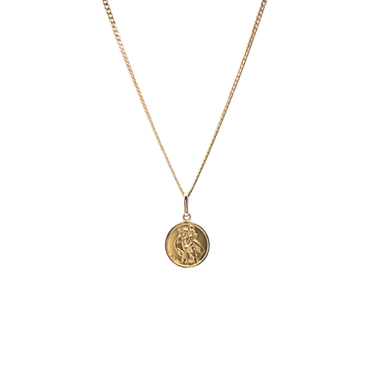 9ct Yellow Gold St Christopher Pendant & Chain
