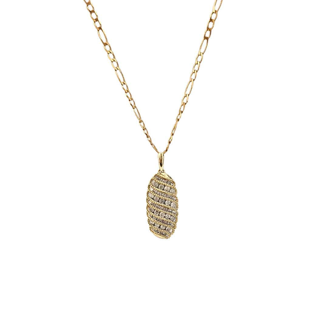 9ct Yellow Gold Diamond Pendant & Chain 22"
