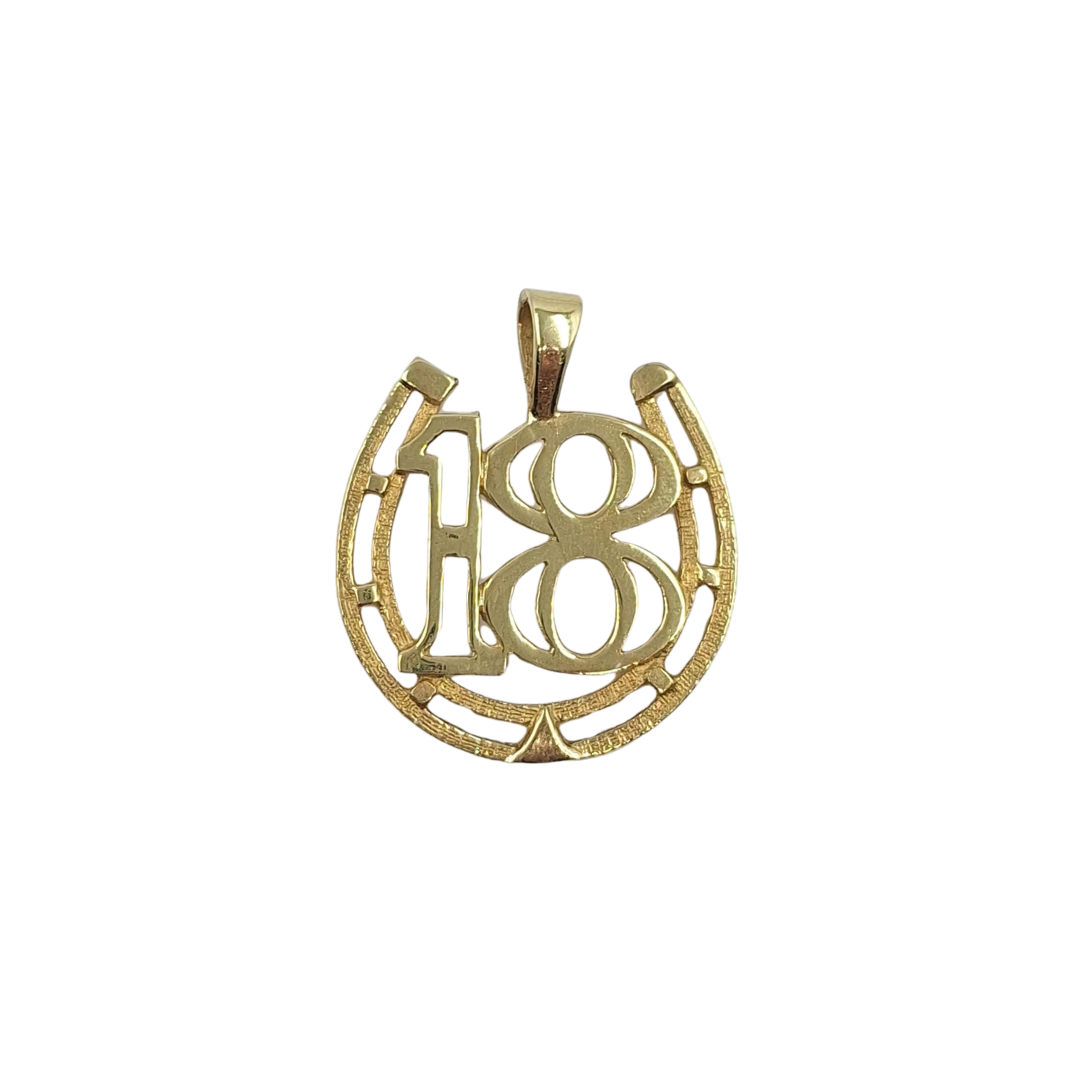 9ct Yellow Gold 18 Horseshoe Pendant