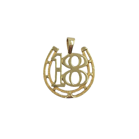 9ct Yellow Gold 18 Horseshoe Pendant