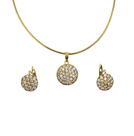 18ct Yellow Gold CZ Pendant & Earrings Set