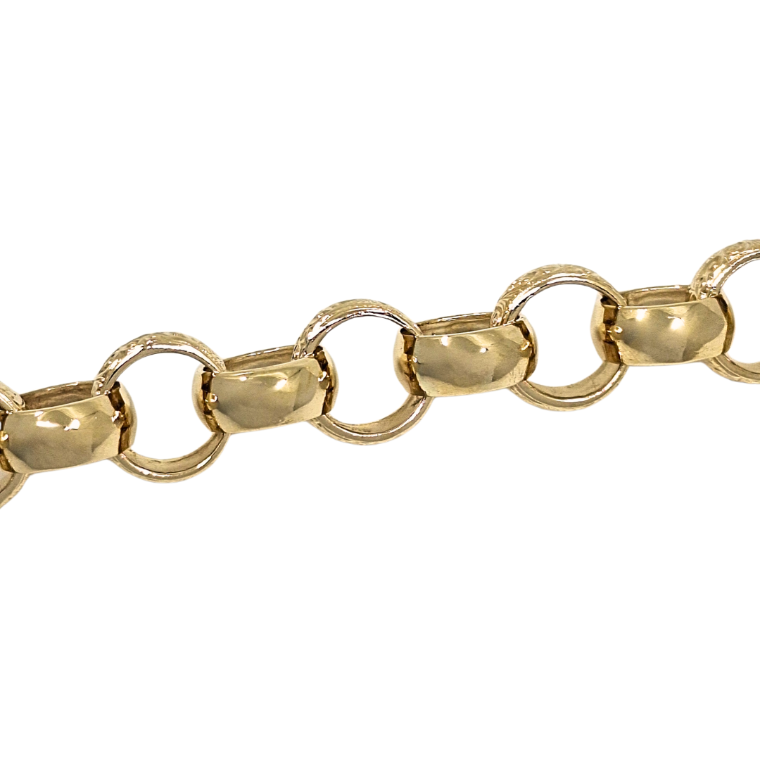 9ct Yellow Gold Large Engraved Belcher Bracelet 10"