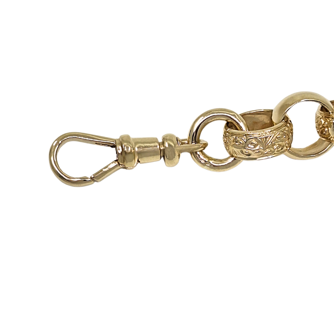 9ct Yellow Gold Large Engraved Belcher Bracelet 10"