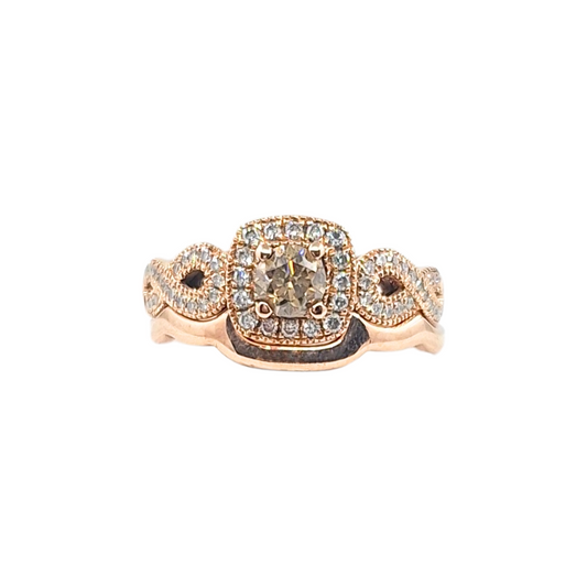 14ct Cognac Rose Gold Diamond Cluster Ring