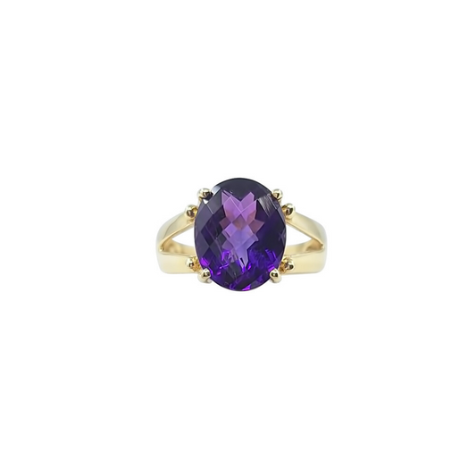 9ct Yellow Gold Amethyst Ring