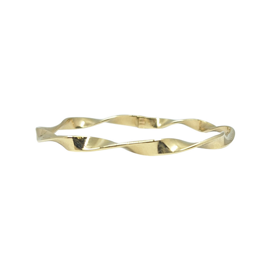 9ct Yellow Gold Solid Twist Slave Bangle