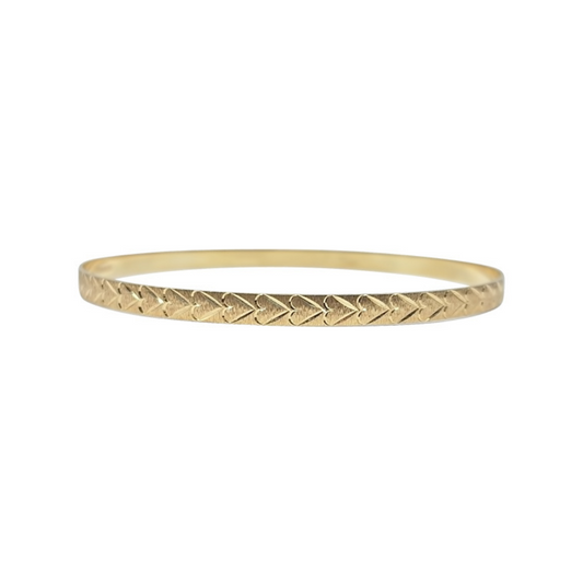 9ct Yellow Gold Heart Engraved Slave Bangle