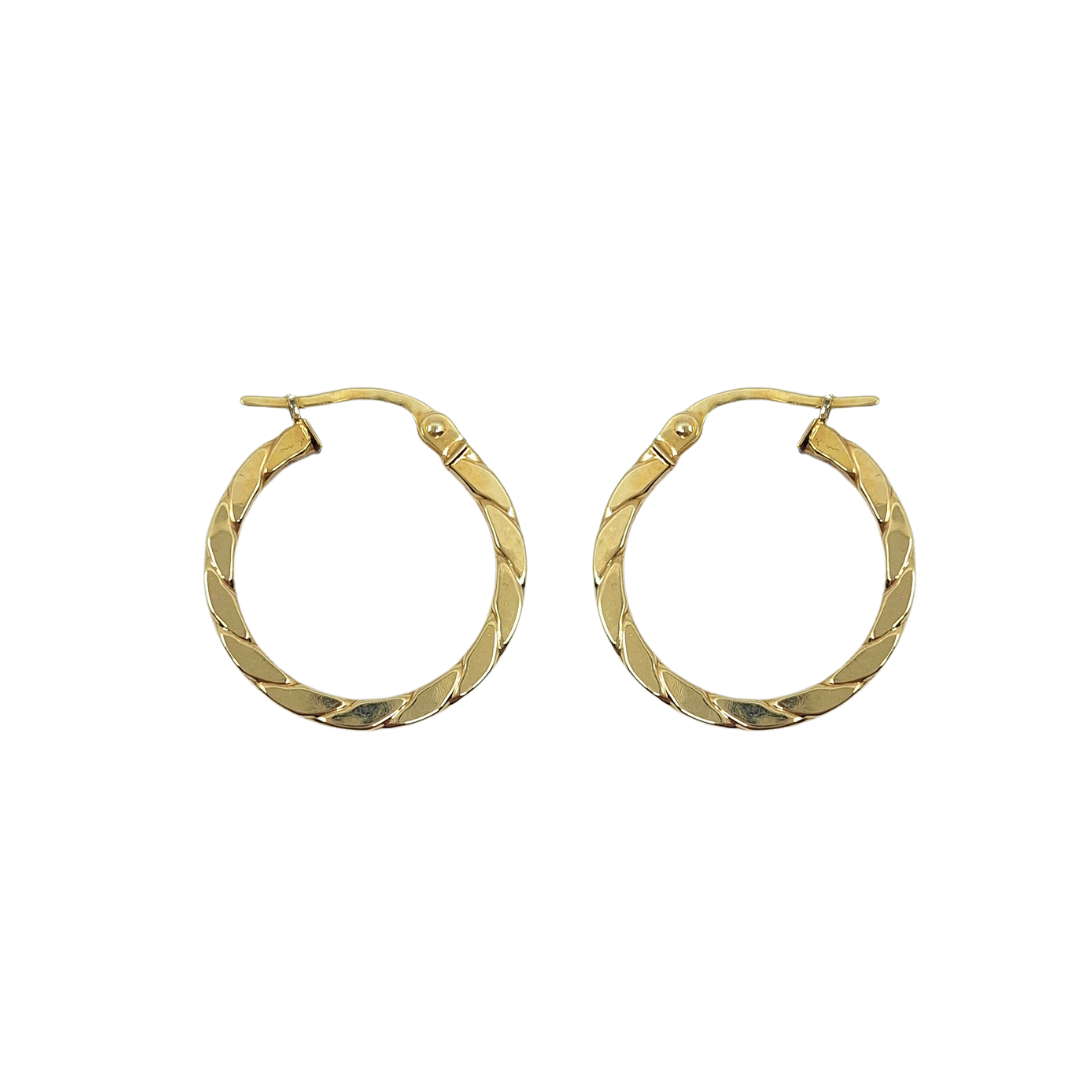 9ct Yellow Gold Round Twist Creole Earrings