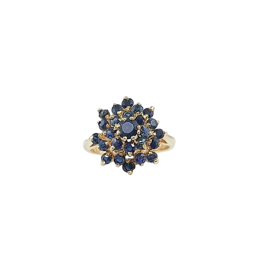 9ct Yellow Gold Sapphire Cluster Ring