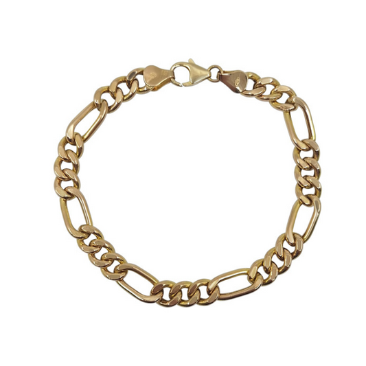 9ct Yellow Gold Hollow Figaro Bracelet 8.25"