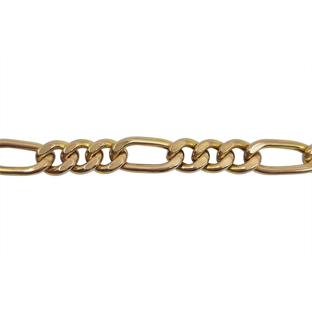 9ct Yellow Gold Hollow Figaro Bracelet 8.25"